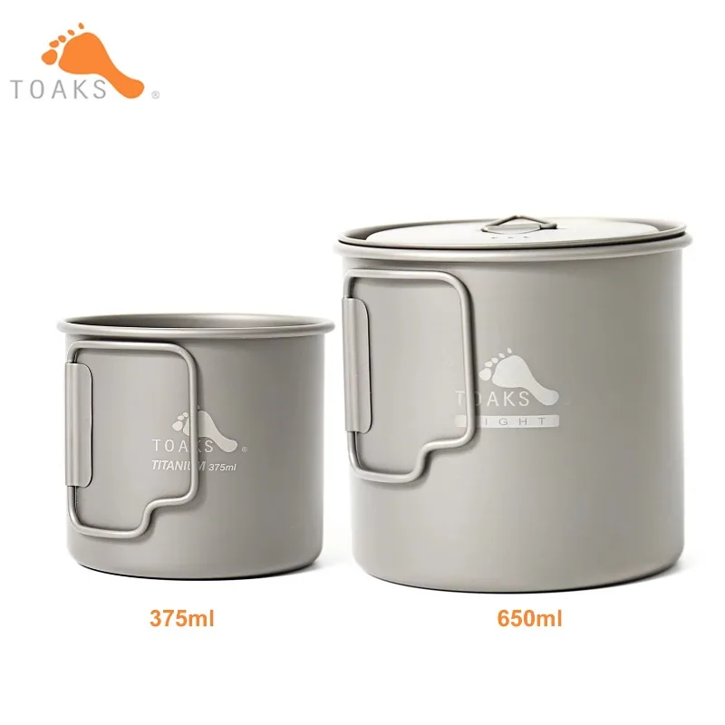 

TOAKS Titanium 650ml Pot(Ultralight Version) and 375ml Cup, Light Weight Camping Equipment