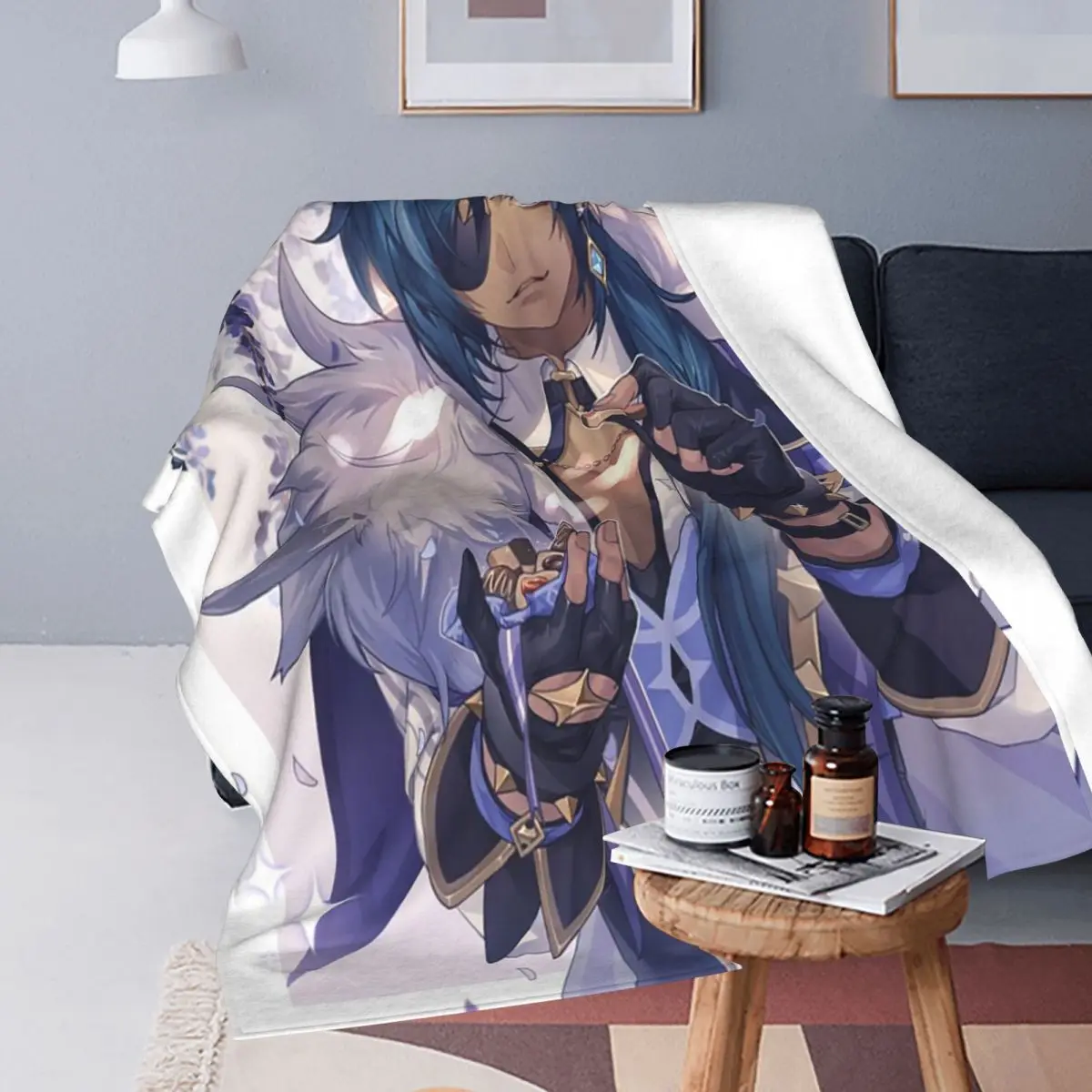 Kaeya Game Genshin Impact Anime Blanket Soft Warm Flannel Throw Blanket Bedding for Bed Travel Home Sofa