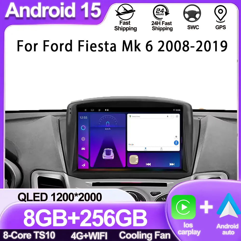 

For Ford Fiesta Mk 6 2008-2019 Car Radio Carplay Android Multimedia Video Player touch screen Auto stereo Navigation No 2 din