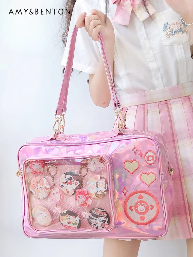 

Original Japanese Lolita Itabag Backpack Daily JK Uniform Transparent Large Capacity Square Bag Sweet Cute Messenger Bag Student