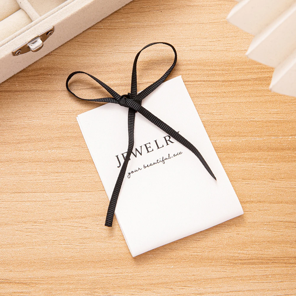 

50/100 Personalized 6x17cm Jewelry Card Ring Earring Cotton Fabric Label Holder Organizer Bracelet Pendant Studs Tag Custom Name