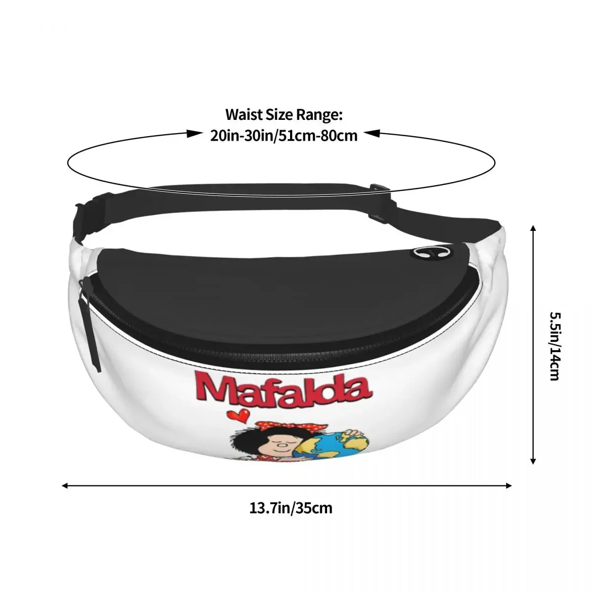 Mafalda World and Her Puppy Fanny Pack pour hommes et femmes, Qu37Comic Cartoon, Crossbody Waist Bag, Travel Hiking, Phone Money Powder