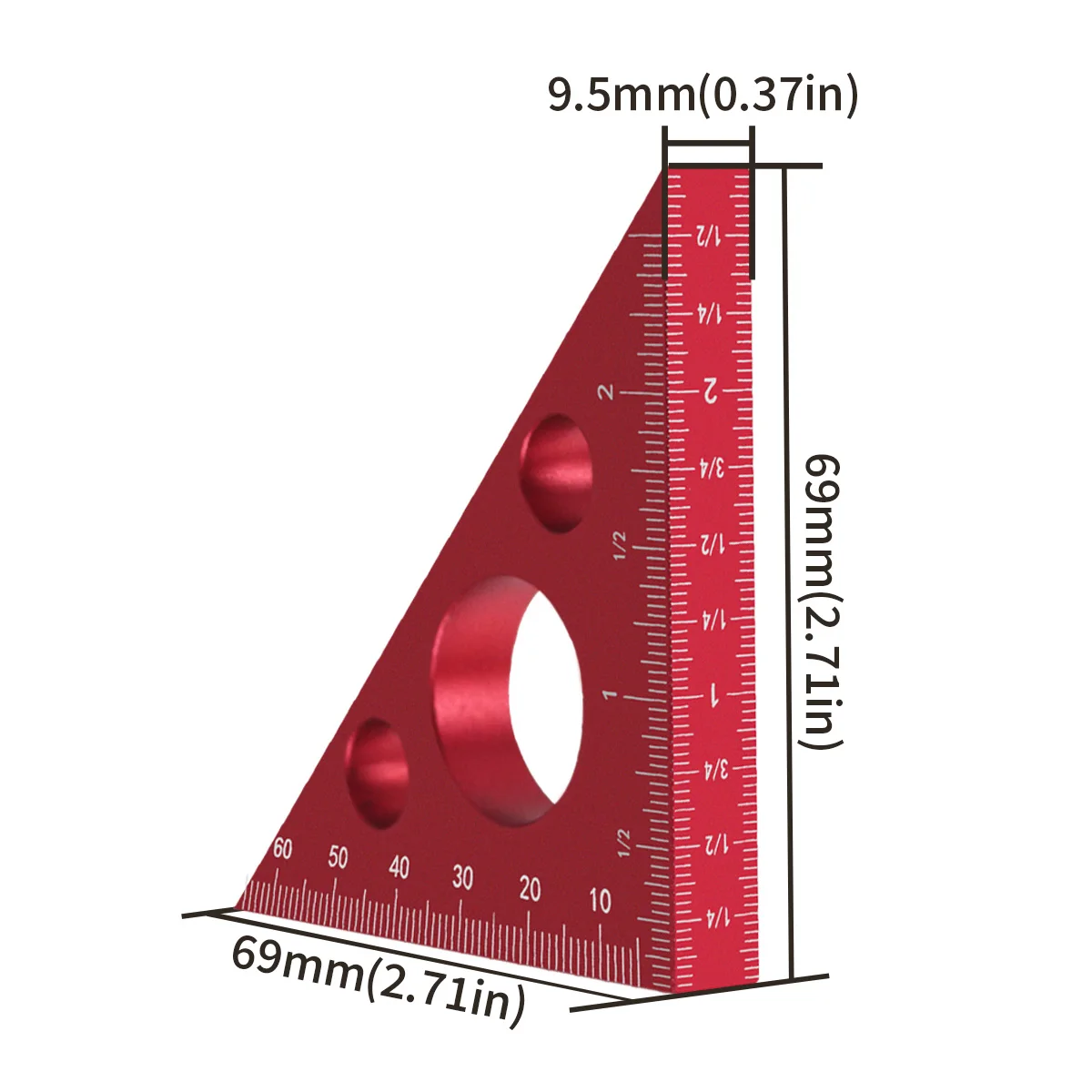 Woodworking Right Angle Ruler,Aluminum Triangle Ruler,Metric and Imperial Systems Carpenter Square Height Measuring Diy Tool