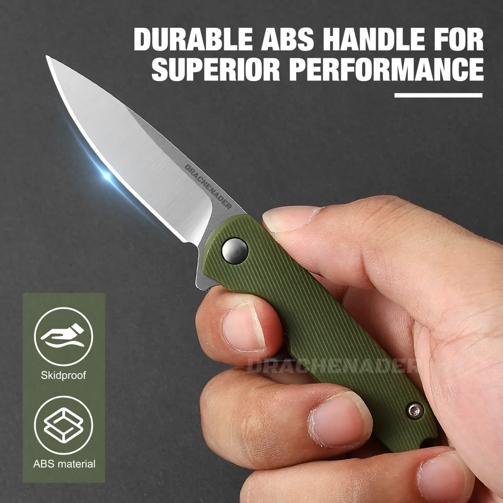 DRACHENADER Folding Knife, Pocket Knife, Portable Small Mini Pocketknives, Outdoor Edc Key Knife Green, Abs Handle Material