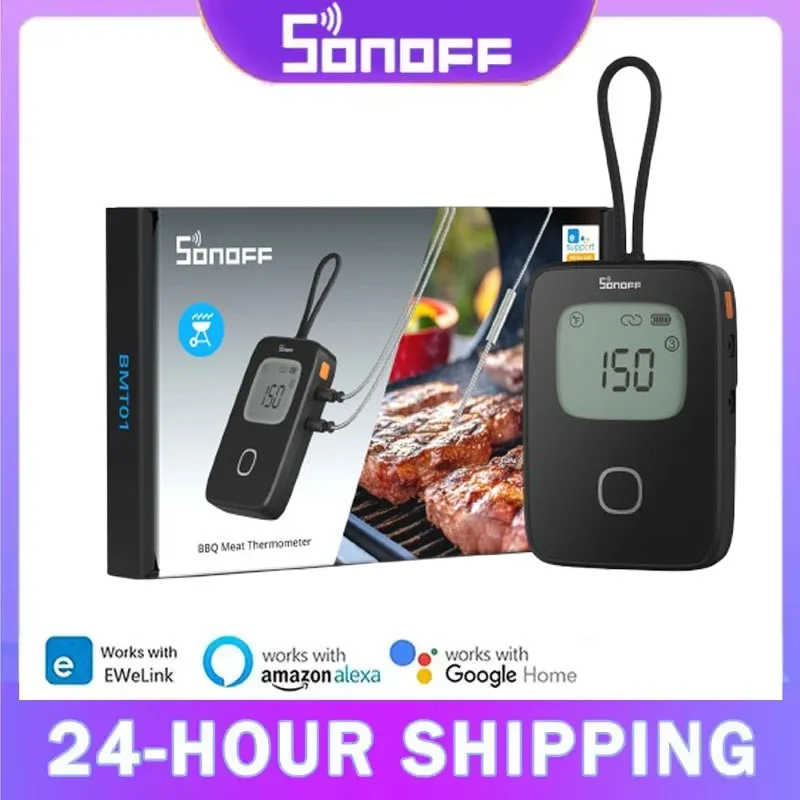 SONOFF BMT01 Wireless BBQ Meat Thermometer Real-Time Temp Chart Timer Reminder Remote Monitoring Temperature Alerts via eWeLink