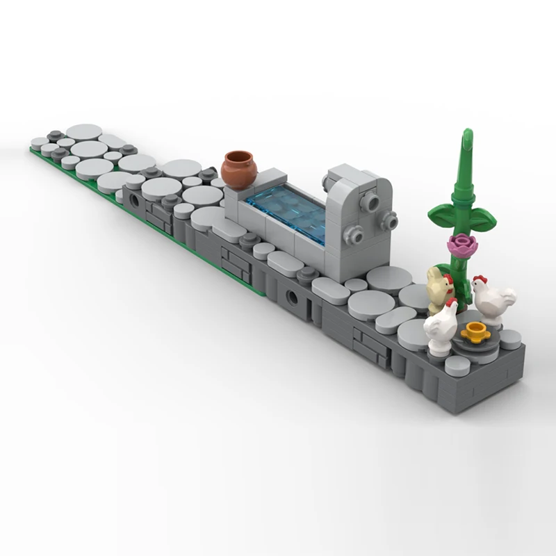Medieval Castle Model MOC Building Bricks Street Row Fountain Alley Modular Technology Gifts Holiday Assemble Children Toys Suit