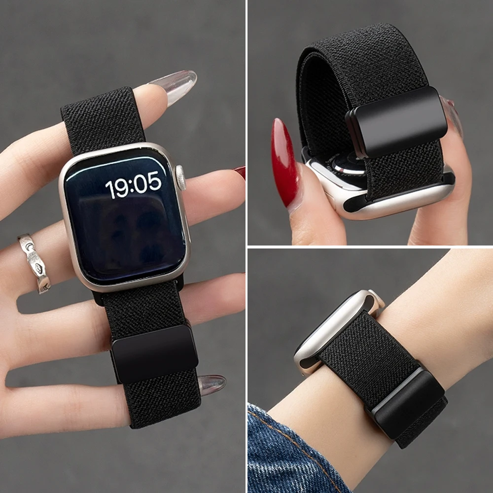 Straps For Apple Watch Band 45mm 46mm 42mm 44mm 49mm 40 41 Magnetic Nylon correa bracelet iwatch Series 11 10 9 7 8 6 se ultra 3 image 2