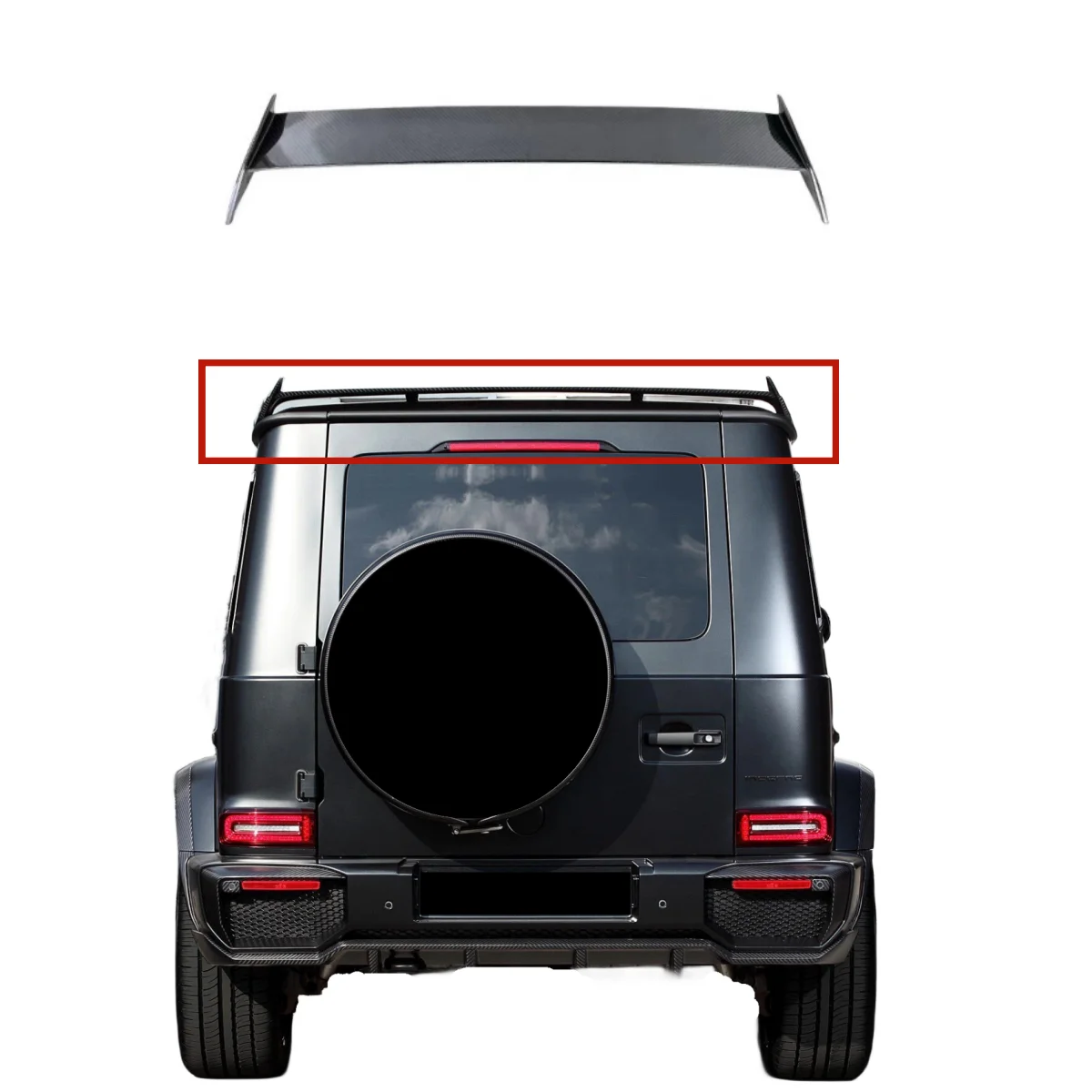 Auto Modification conversion Dry carbon Fiber T Style Rear Spoiler for Mercedes-Benz W464 G Class 2018-2024 Upgrade Top wing