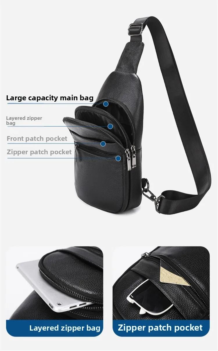 New Men's Chest Bag with A High-end Feel, Simple and Casual Crossbody Bag, Lightweight Outdoor Business Small Crossbody Bag