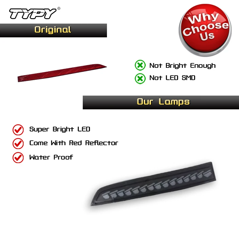 نوع جديد! عاكس خلفي ضوء الفرامل 2 قطعة لسيارات BMW M3 3 سلسلة F30 F80 قاعدة سيدان 4-Door 2012-2017