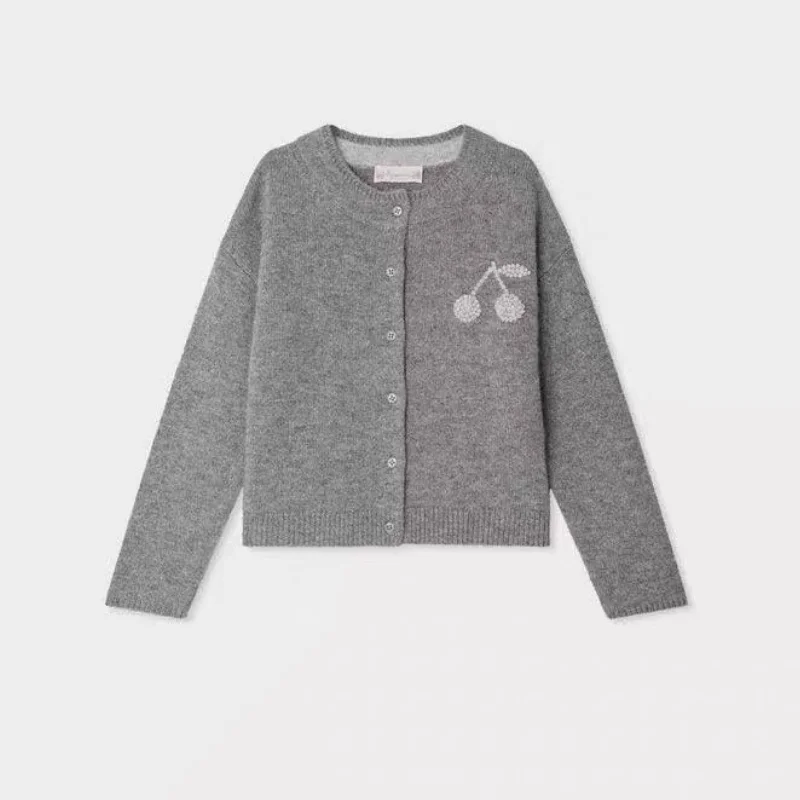 Girls Knitted Sweater 2026 Fall Winter New Printed Fashion Kids Sweater Cotton Sweet Fixed Dyeing Wool Vest Girls Knitted Vest