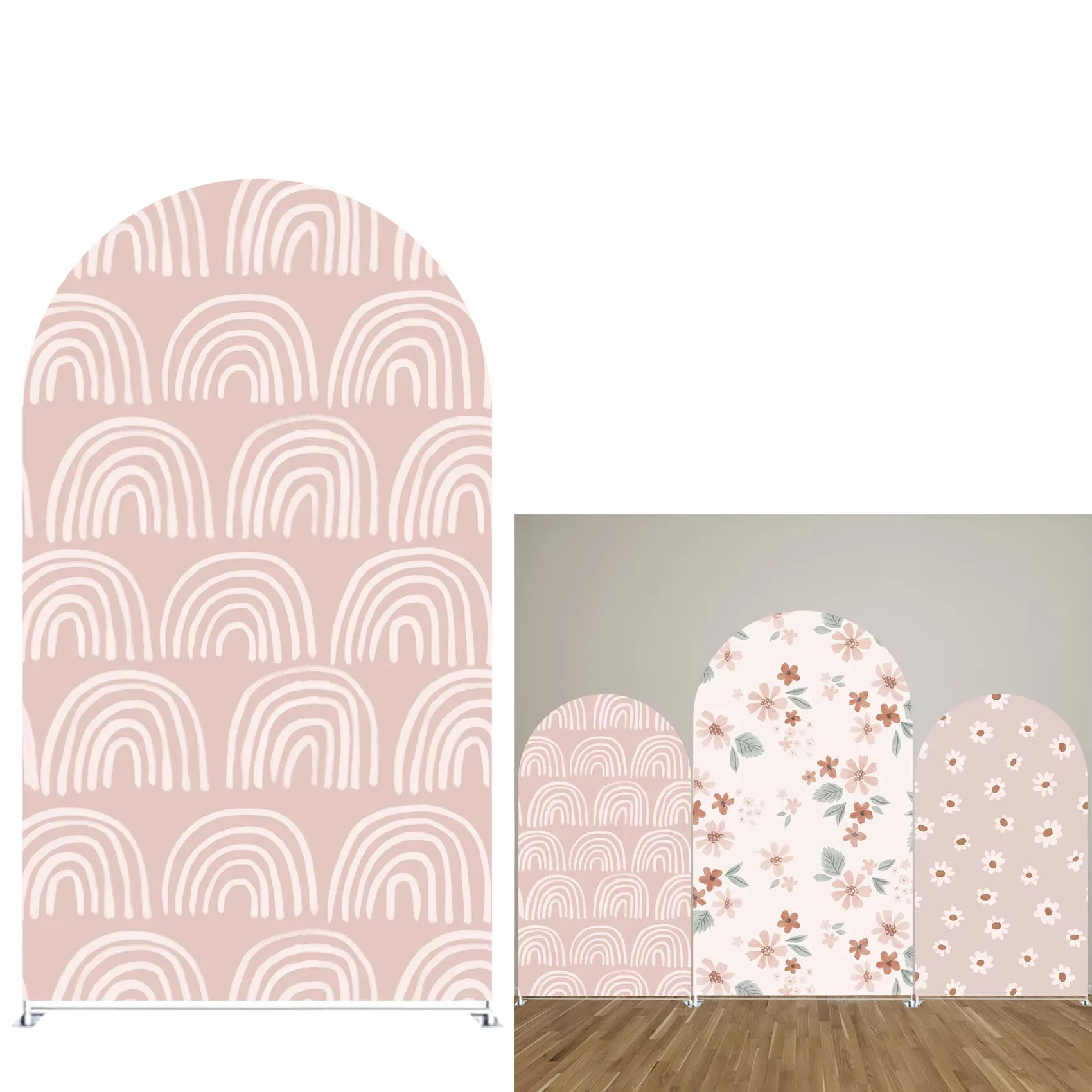 Mehofond acuarela flores arco telón de fondo cubierta Arco Iris bebé fiesta de cumpleaños Baby Shower arqueado 2 lados decoración fondo Prop