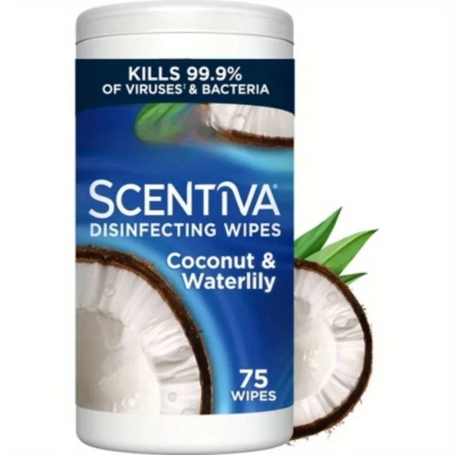 

Coconut & Water Lily Disinfecting Wipes - 75 Count, All-in-One Cleaning Wipes Without Bleach