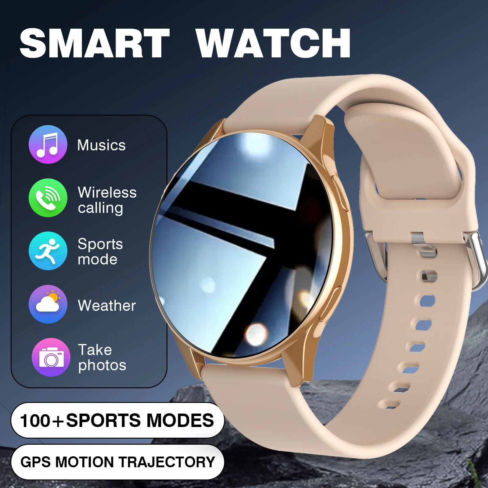 

Smartwatch, Wireless Calling/Dialing, Multi-Sport Mode, Message Alert View, Customized Wallpaper, Fitness Monitor, Compatible Wi
