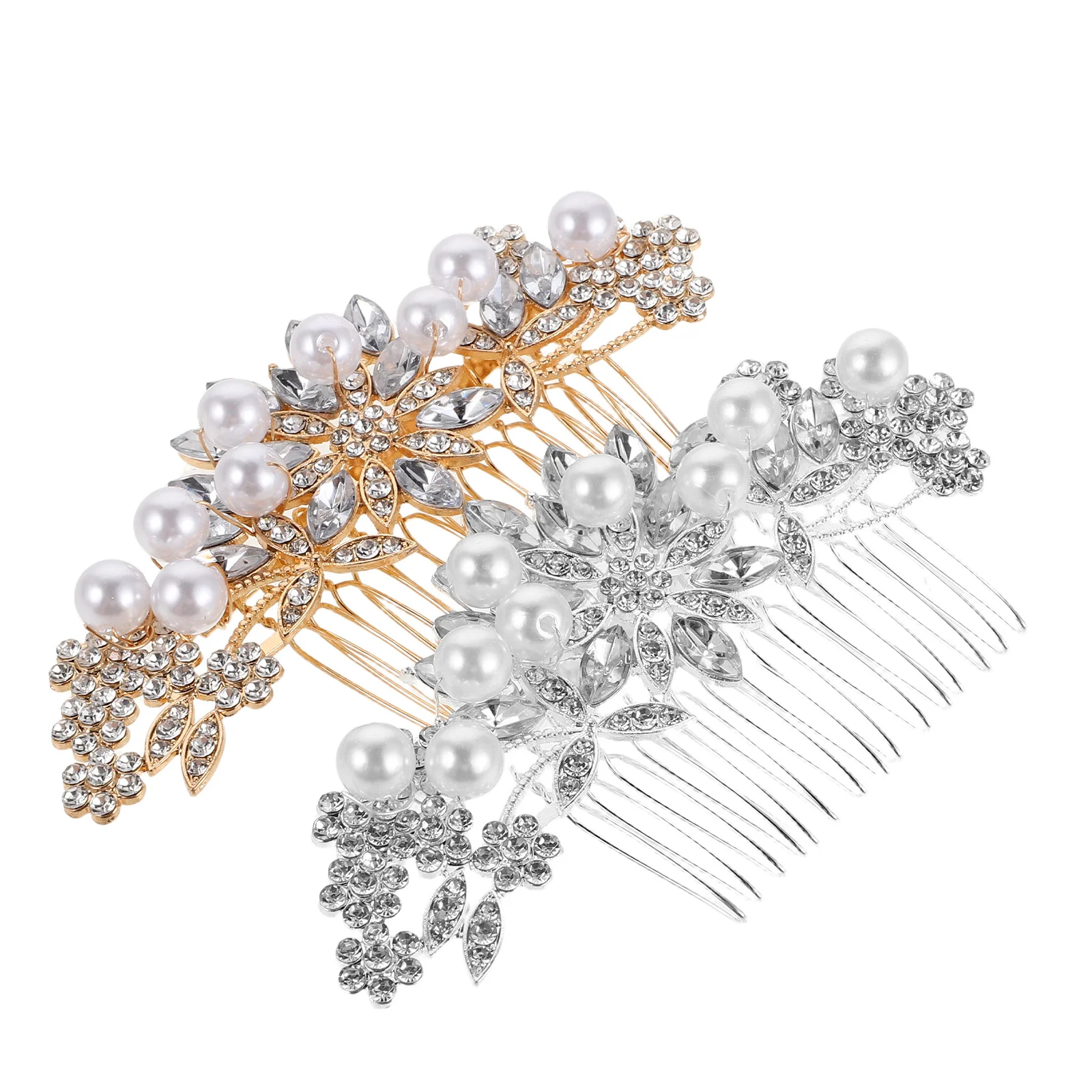 

2 шт., свадебная расческа для волос в винтажном стиле, украшенная кристаллами и жемчугом, свадебная часть волос, легкая, удобная, подходит для завитков