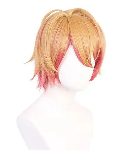 Anime Oshi No Ko Aqua Cosplay Wig Hoshino Akuamarin Short Wig Yellow Pink Wig Cosplay Hair Cos Party Role Play Props