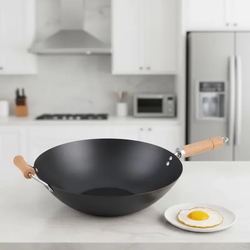 Custom Chinese Kitchenware 1.5mm Thick Two Layer Non-stick Carbon Steel Pot Lid 14cm 35.5cm