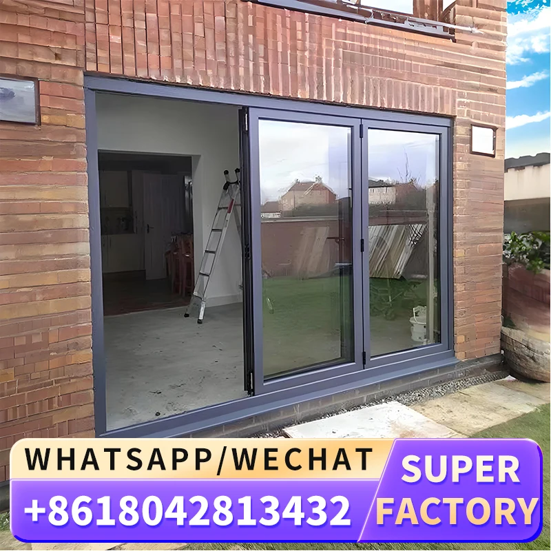 Good Market Sell Well Thermal Break Balcony Double Tempered Glass Bi Fold Door Energy Efficient Aluminum Folding Door