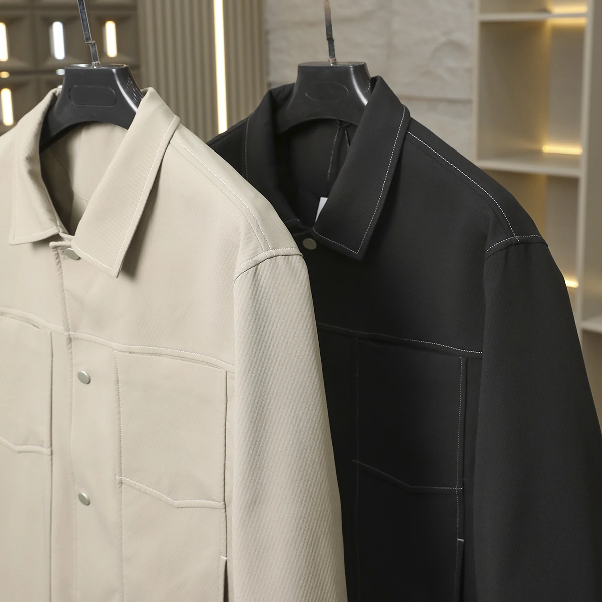 

Импортная высококачественная ткань в клетку, мужское пальто с 3D-кроем, воротником-стойкой, модное городское, весенняя новая модель