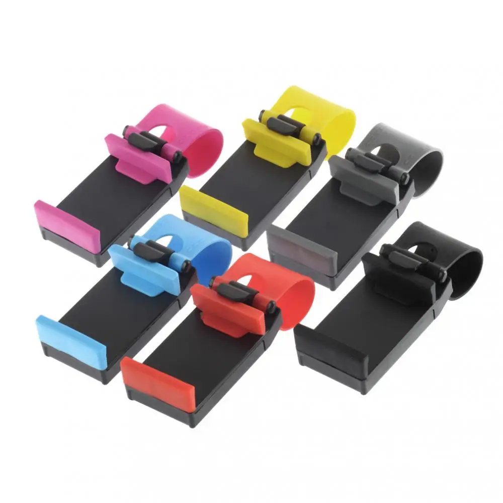 1pcs Universal Car Bracket Car Steering Wheel Phone Holder Clip Stand Elastic Buckle GPS Navigator Mount For