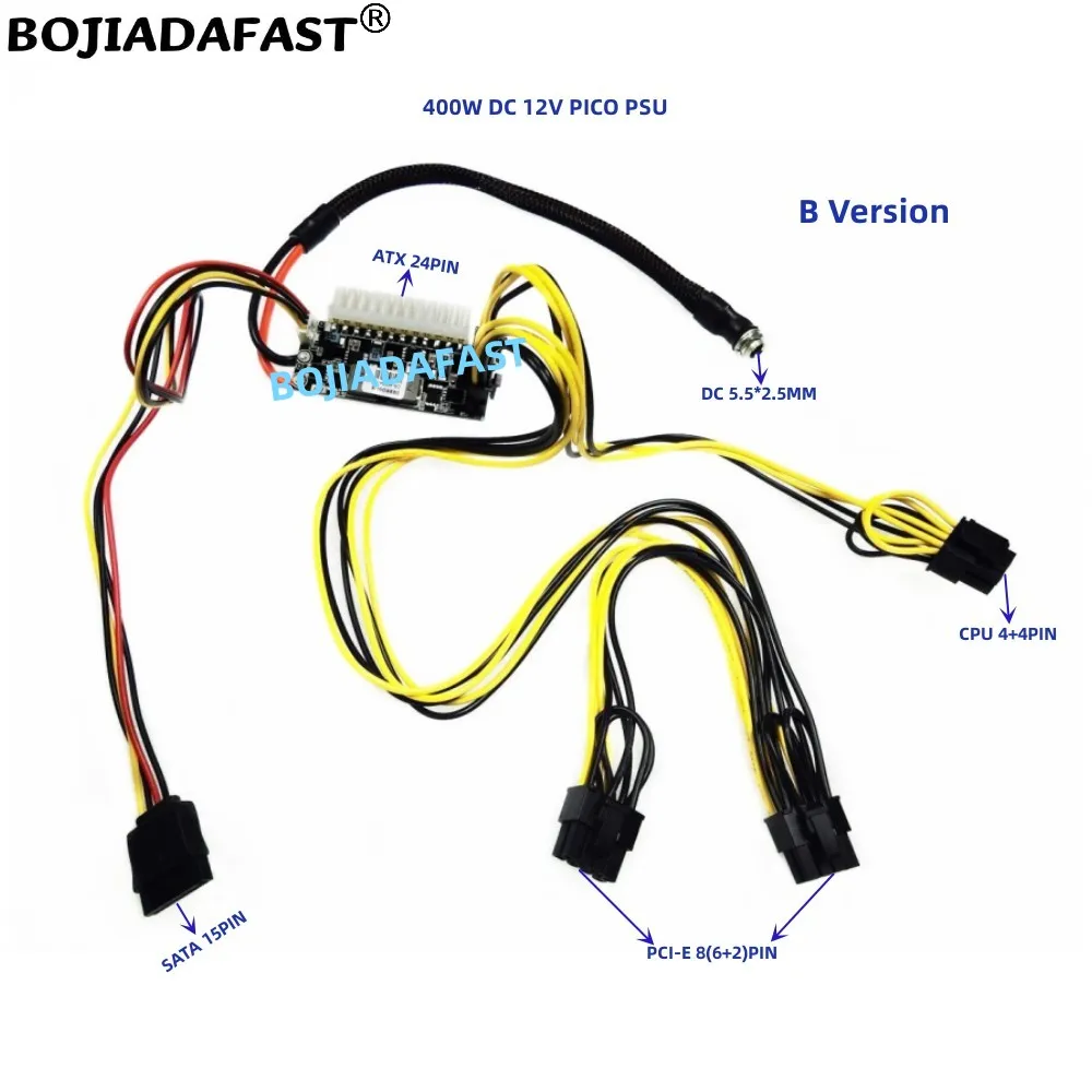 

400 Вт Выход 24pin PICO PSU ATX модуль питания с 12 В вход 5,5*2,5 мм разъем постоянного тока для мини ПК компьютера