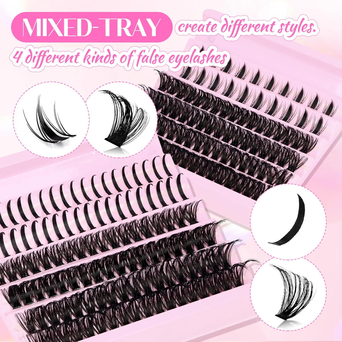 ARISON Spiky & Manga Bottom Lashes Set 80D/100D DIY Clusters Lash 12-18mm Thick Volume False Eyelashes Extension for Home Use