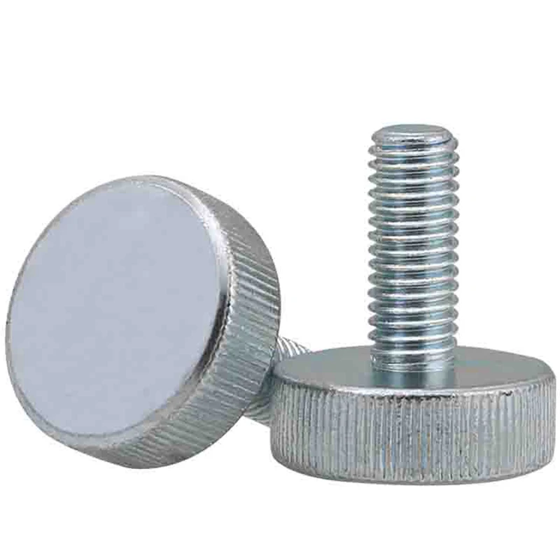 1Pcs M3 M4 M5 M6 M8 M10 Flat Head Knurled Thumb Screw Galvanization With Collar Manual Adjustment Screws Grade 4.8 Bolts image 6