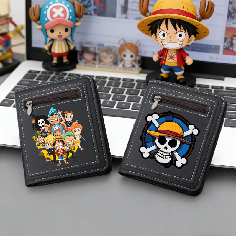 

Ones Piece Wallet Men Zipper Pu Leather Coin Purse Card Billfold Anime Zoro-Luffy-Cute Game Boy Kid Driver License ID Card Cover