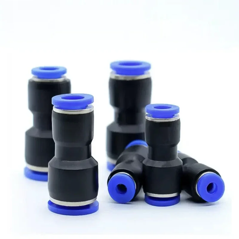 PE Air Connectors 4/6/8/10 12mm Pneumatic Fitting Quick Connect Slip Lock Tee 3 Way Plastic Pipe Water Hose Tube Connector