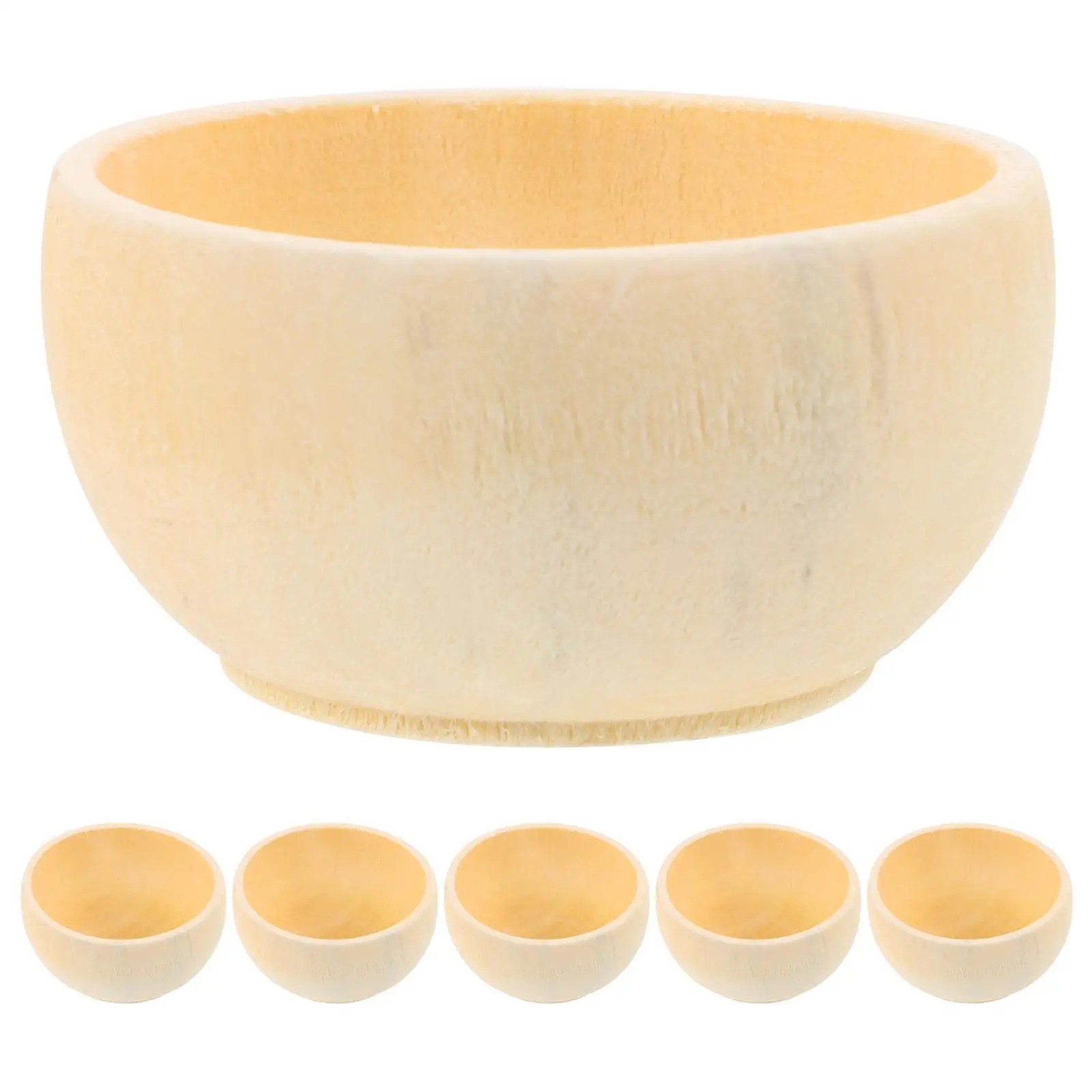 

5 Pcs Wooden Bowl Unfinished Unpainted Crafts Kids Painting Drawing Smooth iginal Wood Material Creative Gift