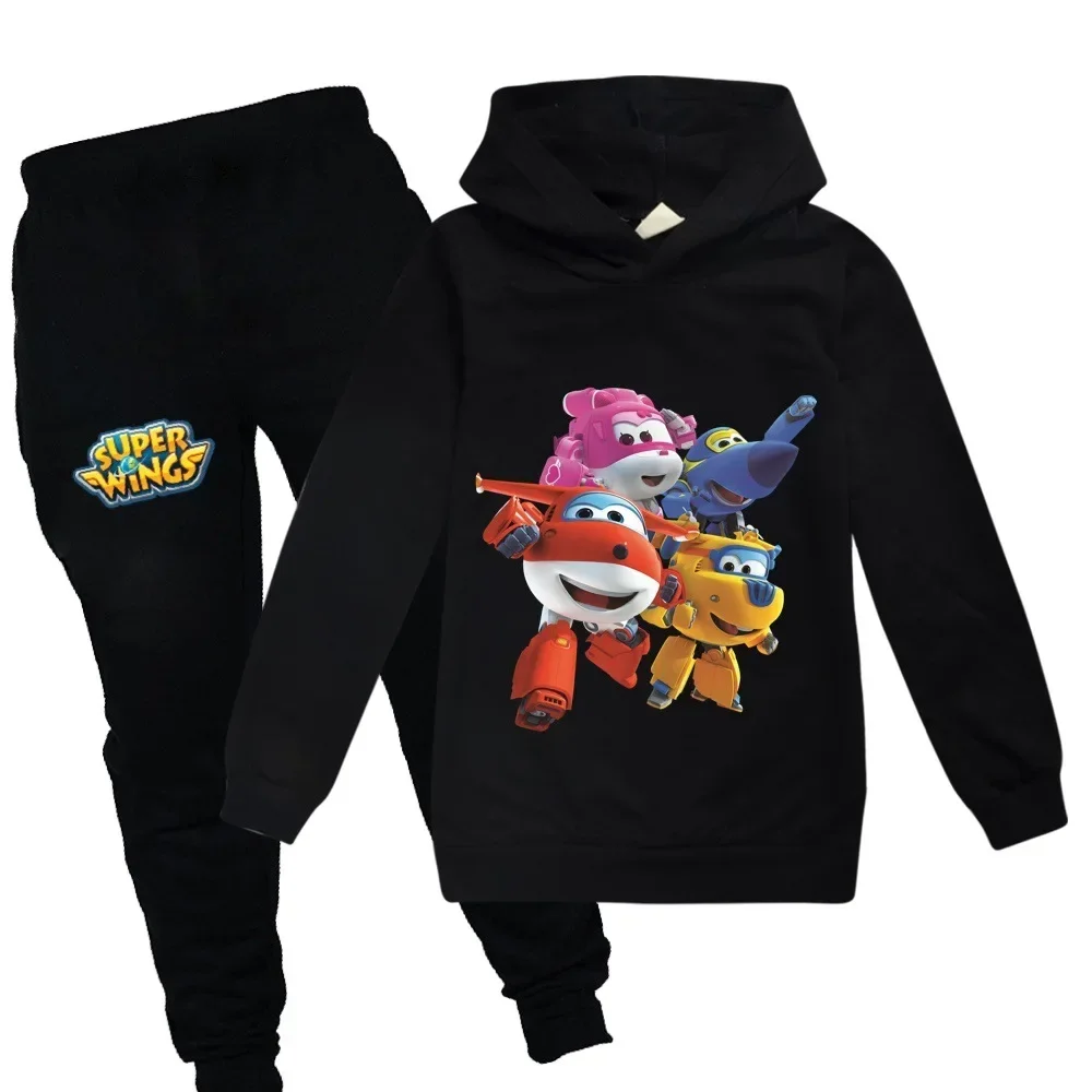 

New Super Wings Costume Kids Casual Sportsuit Baby Girls Hoody Sweatshirt +Pants 2pcs Set Toddler Boys Clothing Halloween Outfit