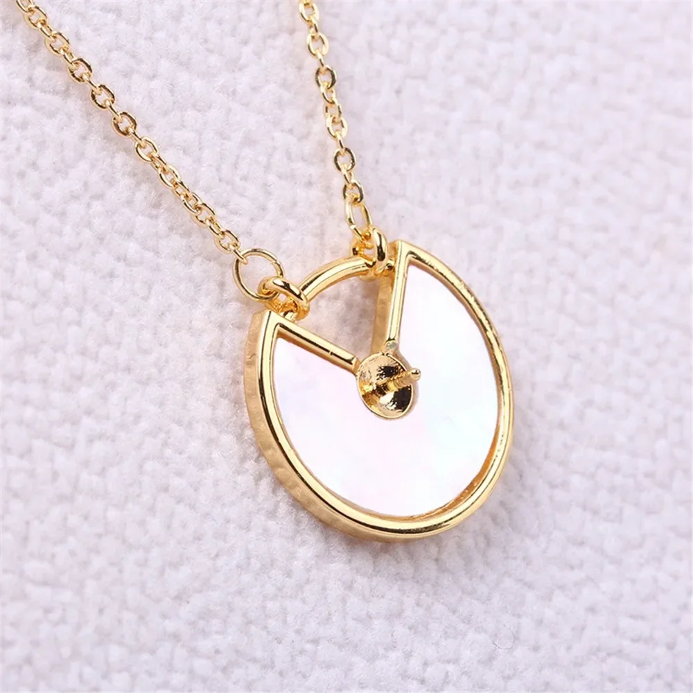 

18K Gold Plated Pearl Chain Set, DIY Jewelry Making Supplies, Blank Pendant Bases for Handmade Accessories, No Pearl