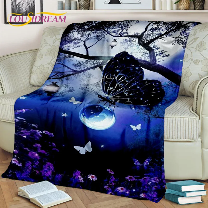 Dream luxury Butterfly Flower Cartoon Blanket,Flannel Throw Blanket for Home Bedroom Bed Sofa Picnic Office Hiking Leisure Nap