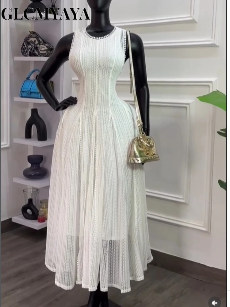 CM.YAYA женское платье-майка трапециевидной формы миди макси без рукавов 2026 уличная одежда INS образование вечерние коктейльные вечерние длинные платья