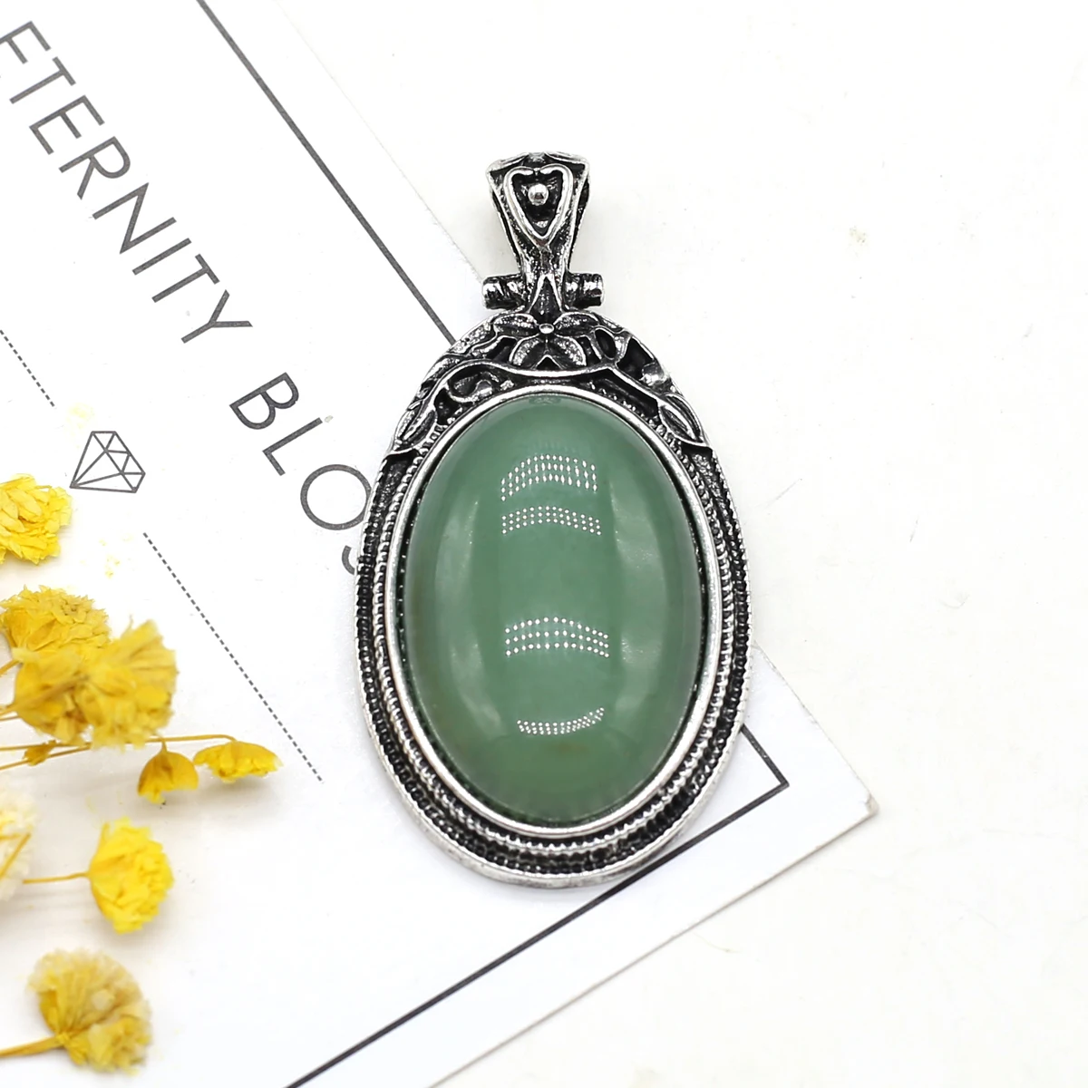 28x55mm Natural Stone Shell Oval Vintage Style Pendant Opal Rose Quartz Charms for Jewelry Making DIY Necklace Pendant Accessory