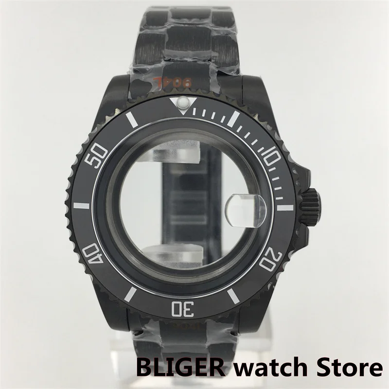 

BLIGER 40mm Black PVD Case Ceramic Bezel Sapphire Glass Stainless Strap Fits NH35 NH36 ETA2824 2836 DG Miyota PT5000 Movement