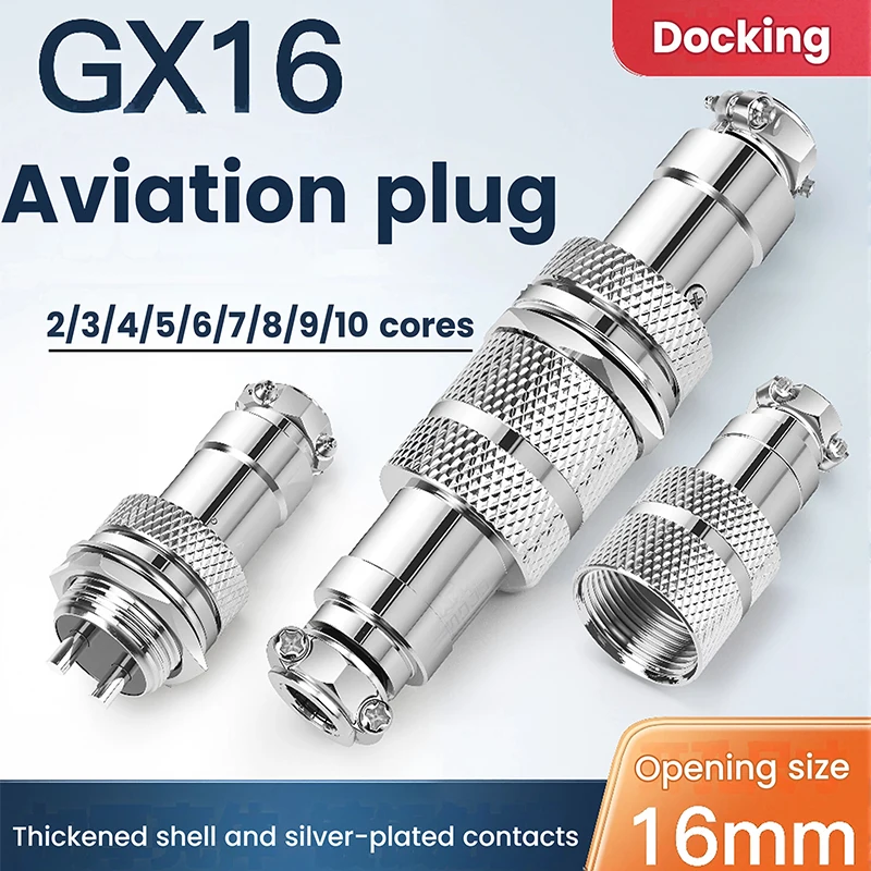 

GX16 Circular Aviation Connector 2-10 Pin Male & Female Docking Cable Plug Socket, Butting Panel Aviation Connector