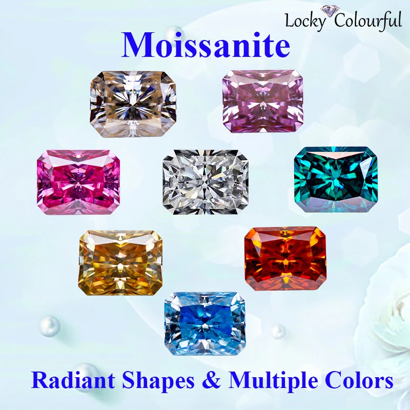 

Moissanite A Group Style Radiant Shape Multiple Colors VVS1 DIY Charms Beads for Jewelry Pendant Making with GRA Certificate