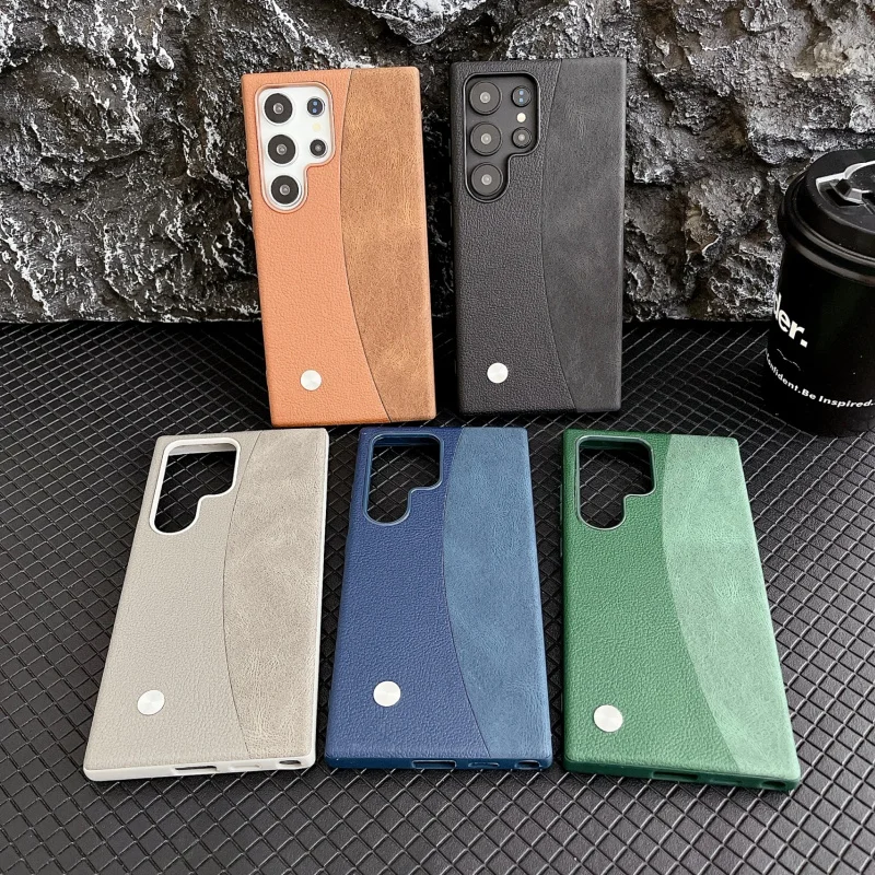 For Samsung Galaxy S24 Ultra, Compatible with MagSafe, Anti-Slip Grip Phone Cover with Metal Button, Soft Microfiber Lining