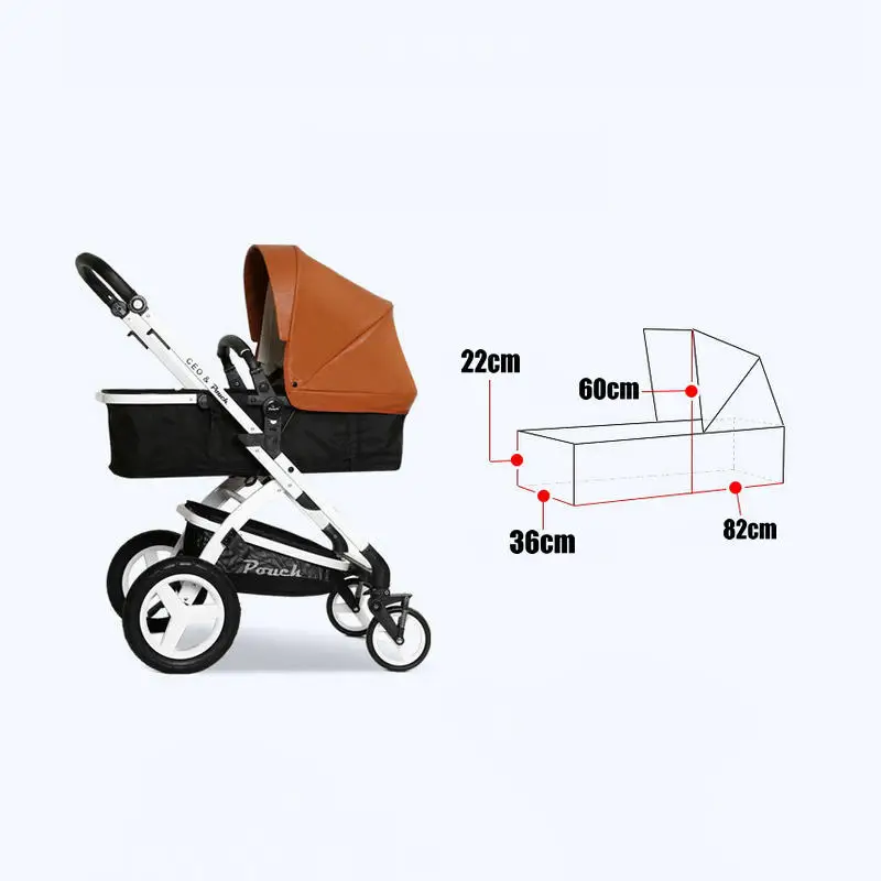 High Landscape Baby Stroller, Foldable Pram With Rubber Wheel, Portable Kids Cart & Aluminium Alloy Frame