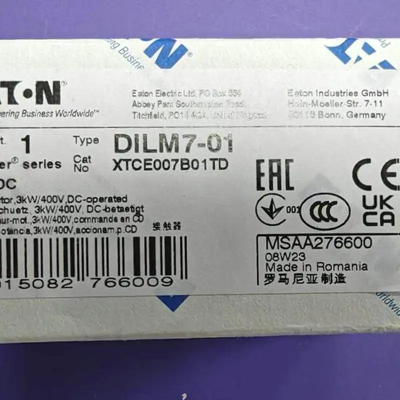 

New Original Eaton DILM7-01 24VDC Contactor 7A 3kW High Mechanical Life For Pump Fan HVAC Automation