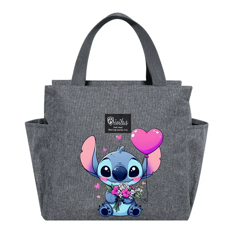 Disney Anime Bento Bags for Picnics Out Lilo & Stitch Insulated Lunch Bag Watertight Portable Cute Cartoon Handbag Student Gift