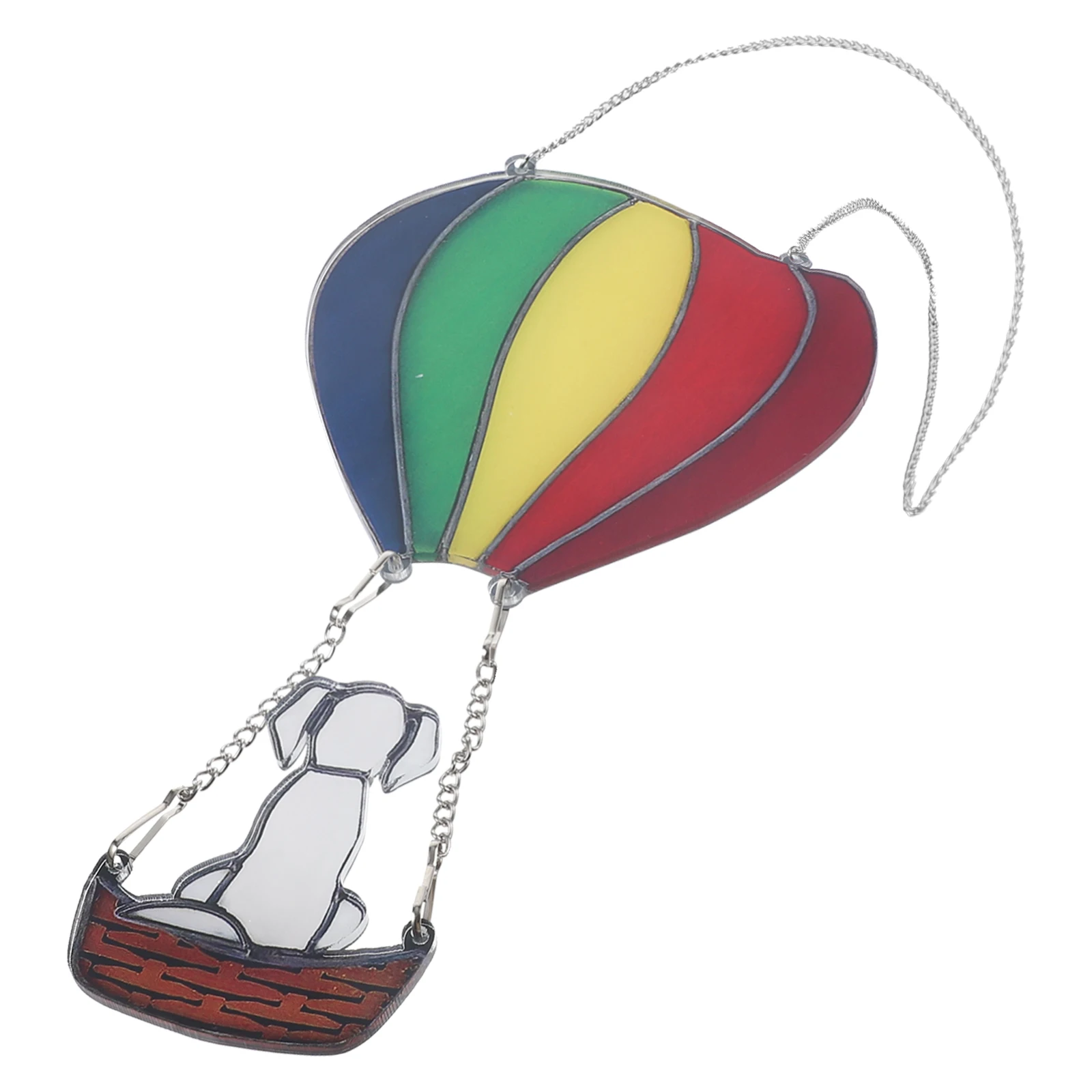 

Rainbow Hot Air Balloon Dog Decor Acrylic Suncatcher Window Hanging Decorative Wall Art Craft Garden Hanging Ornament