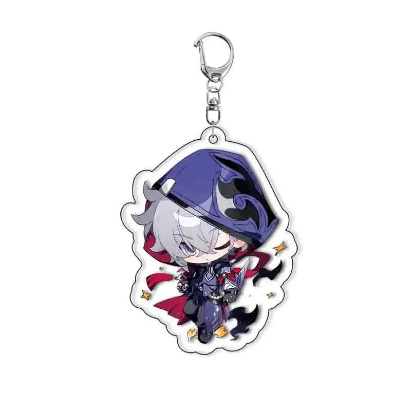 Juego Honkai: llavero de riel de estrella, figura de dibujos animados, Moze, Lingsha, Feixiao, llavero acrílico, accesorios para fanáticos, insignia colgante, regalo de joyería