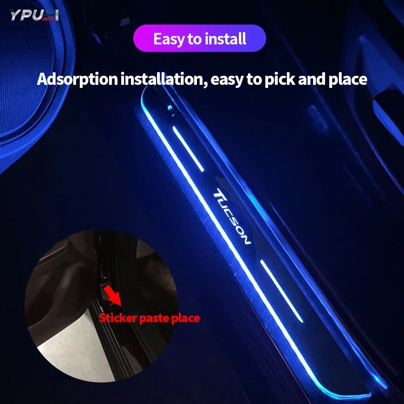 

USB Power Moving LED Welcome Pedal Car Scuff Plate Pedal Door Sill Pathway Light For Hyundai Tucson 2005 - 2021 Sonata Mistra