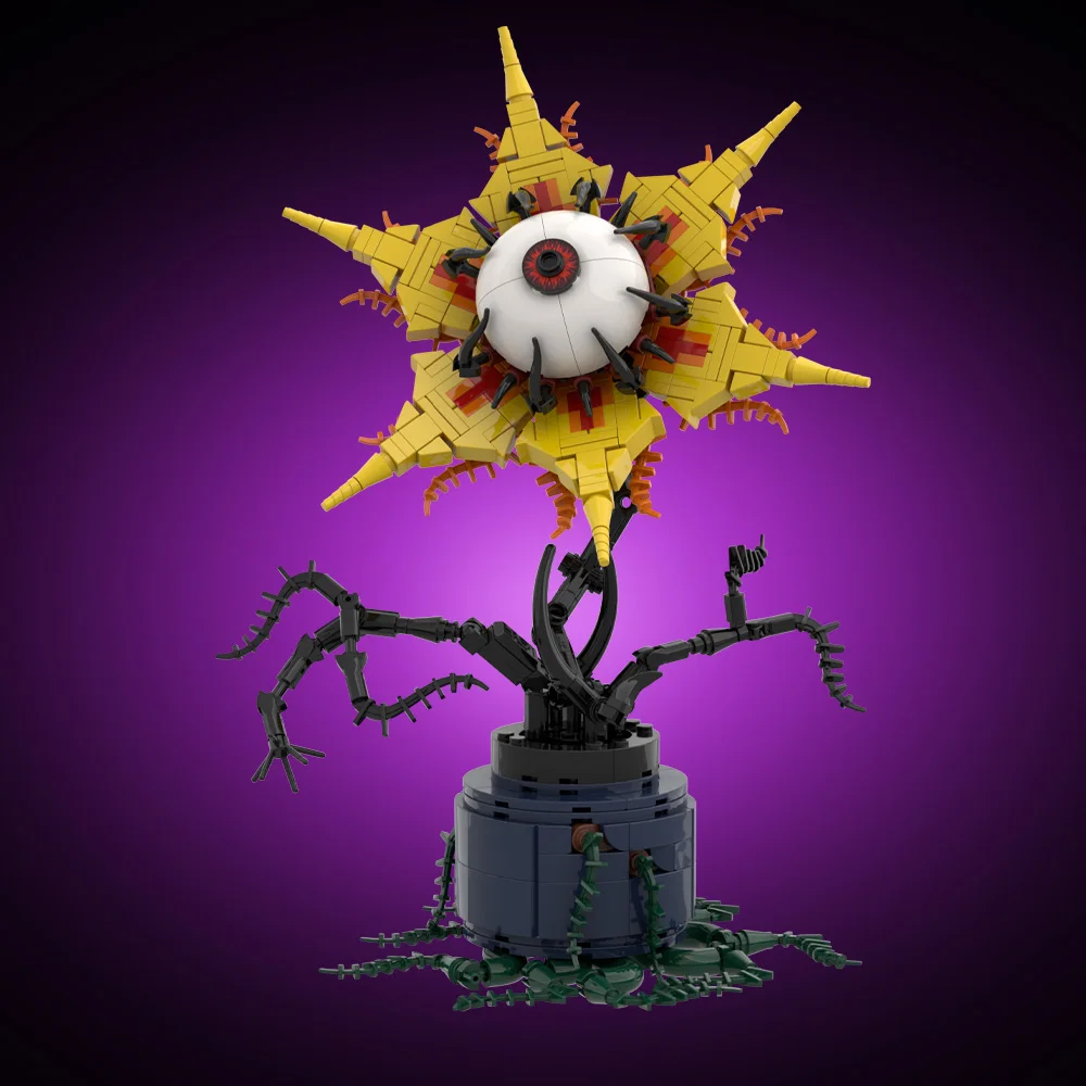 

MOC Yellow Evil Eye Flower Building Blocks Fantasy Monster Plant Home Decor Brick Toy Adult Gift