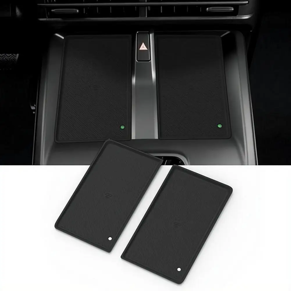 2-teiliges Set Kabellose Ladematten mit Antirutsch-Funktion für Toyota BZ4X 2026 Mittelkonsole, Silikon-Pad, Telefonhalter, Staubdichte Ablage – Detail 1