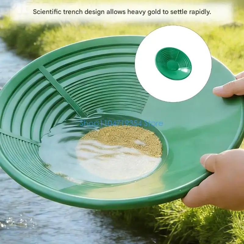 0XLD Strong Plastic Gold Pan with Shallow Channel Structure 34cm Green for Stable Clear During Mountain River Panning