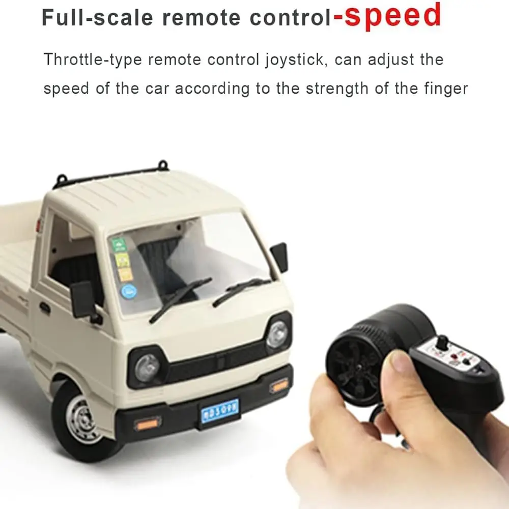 D12Mini Kei Truck RC Car 1/16 2.4Ghz Remote Control Rock Crawler Off Road Truck with LED Headlights, RTR for Adults