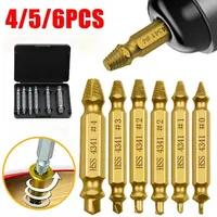 4/5/6PCS Damaged Screw Extractor Drill Set Titanium Double Side Stripped Broken Screw for Woodworking Bolt Easily Remover Tools